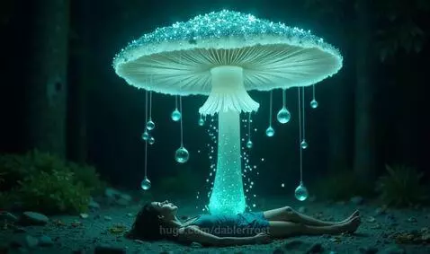 Dripping Data drips under the bioluminescent shroom by dablerfrost