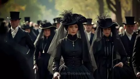 A couple in elaborate 1800s attire dancing at a masquerade ball, symbolizing forbidden love.