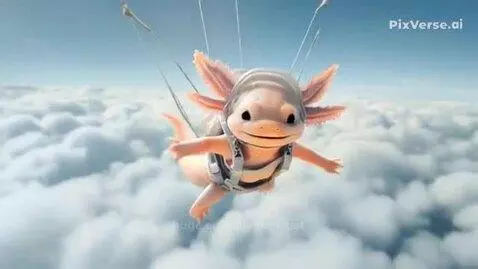 Axolotl in skydiving by ulyanavrtist