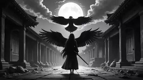 Moonlit Fusion: Crow and Warrior vs Tengu by mafaldazul