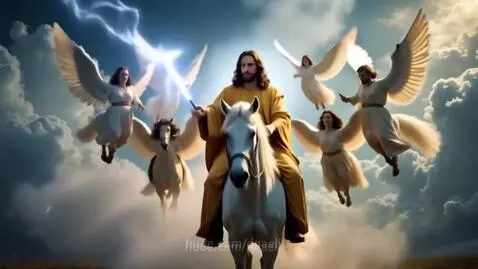 Jesus flying with Angels by dnaelite
