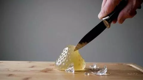 Satisfying strawberry cutting with hot knife. by aifunnyvids