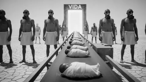 Man and woman in surreal desert landscape with melting clocks and sand, from Cerati's 'Nada es para Siempre' music video.