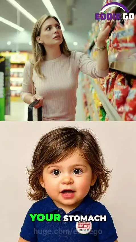 Split image showing a 1997 grocery receipt and a modern shopping cart with a shocked shopper.