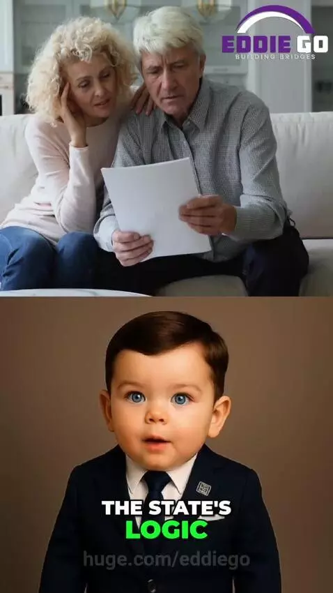 AI-generated image of a baby in a suit, symbolizing secret plans and legal challenges.