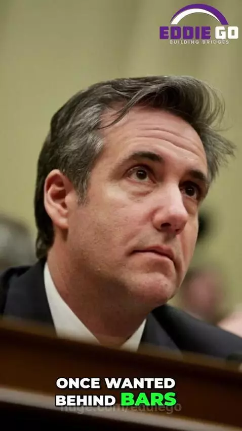 Split screen showing Michael Cohen, Donald Trump, a courtroom, and a baby in a gold chain.