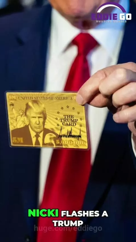 Satirical depiction of Nicki Minaj and Donald Trump with a golden card, symbolizing citizenship drama.