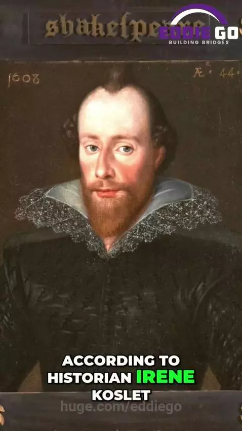 Baby in a business suit humorously presenting a satirical theory about Shakespeare's true identity.