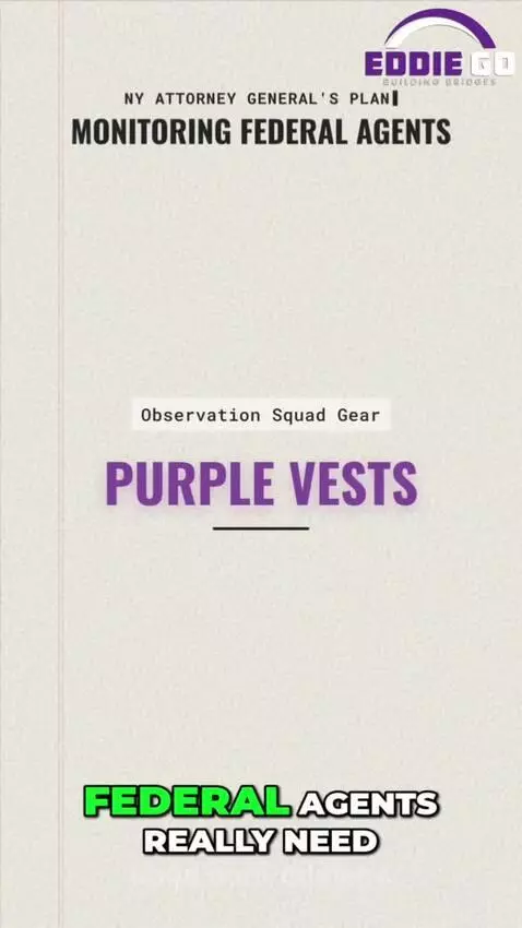 Baby in a suit pointing, with purple-vested individuals holding clipboards in the background.