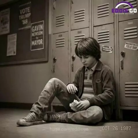 Donald Trump at a rally, with text highlighting his nickname 'Newscom' for Gavin Newsom.