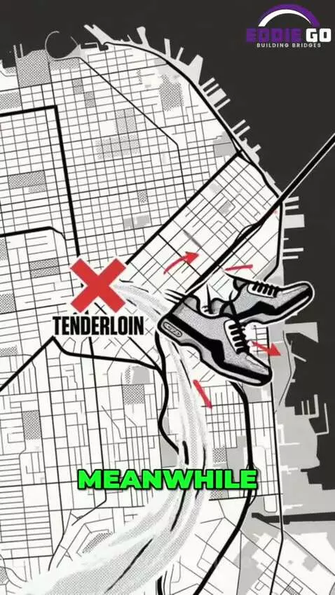 News graphic showing San Francisco Mayor Daniel Lurie with text about fleeing a fight and an officer bleeding.