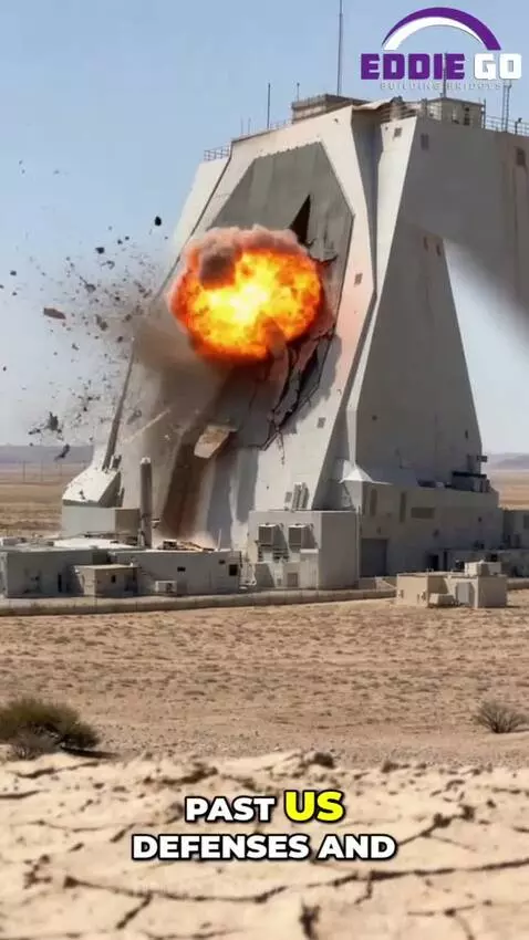 Baby in a suit as a news anchor reporting on an Iranian missile strike on a US radar facility.