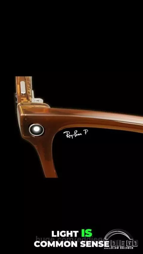 Close-up of Meta AI glasses with a small, inconspicuous recording light, highlighting privacy concerns.