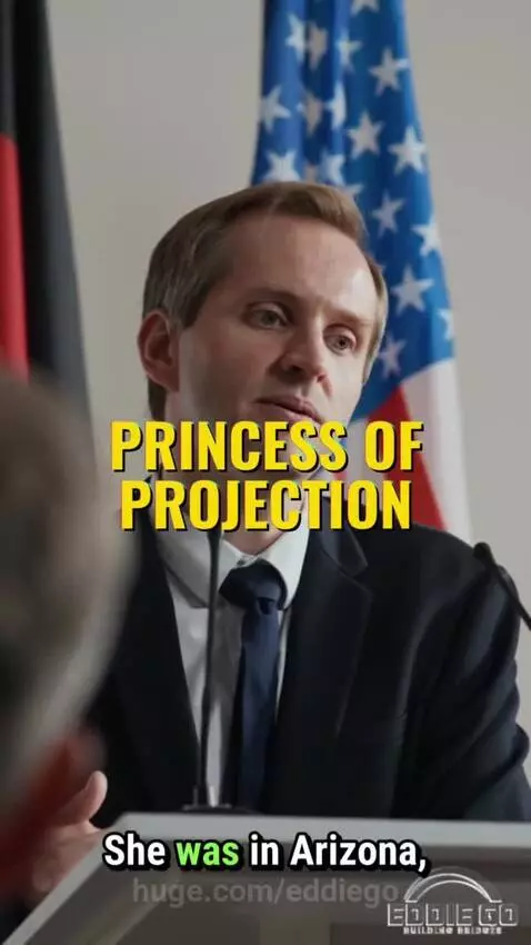 Baby girl and man in suit with images of money and lab test tubes, symbolizing accusations of drug use and financial scandal.