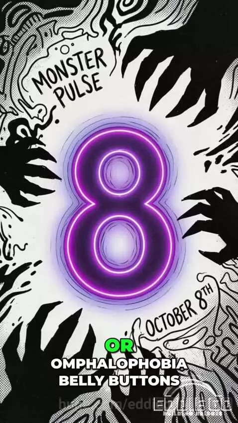 Collage of images representing unusual phobias: a number 8, a belly button, peanut butter, strings, money.