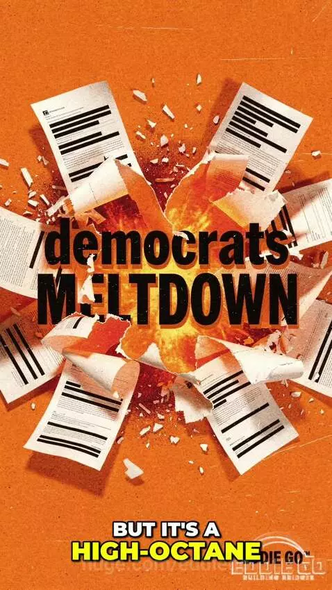 Animated political figure speaking, with graphics showing 'Democrats MELTDOWN' and 'THREAT ZONES'.