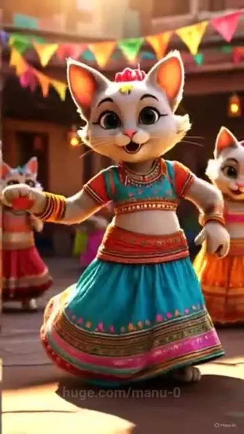 AI Cat dancing indian traditional dance by manu-0