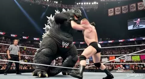Godzilla and Bron Lesnar by paradoxprophet