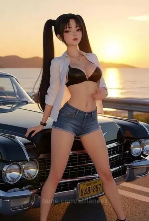 Car, sunset, girl. by aiflaneur