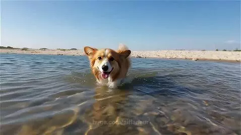 Corgi swimming by aiflaneur