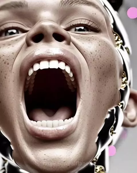 Futuristic woman is singing the viral song. by aiflaneur