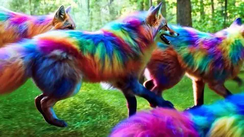 Colorful fun fox friends by gingin
