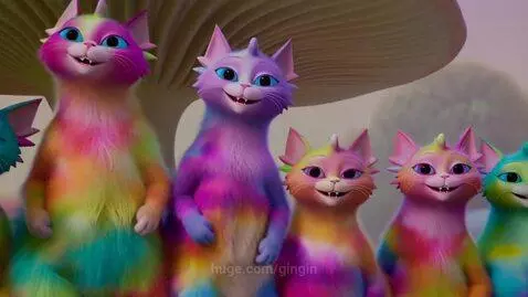 Magical tye dye horn kitty cats by gingin