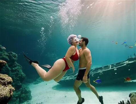 Гоша учит тещу Анджелу Олеговну подводному плаванью by leo