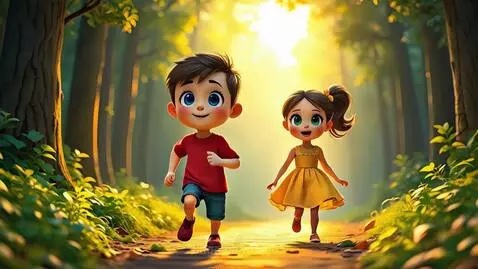 Guided by Light – A golden light shines, leading the childre... by ainna