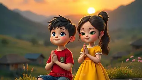 Prayer of Gratitude – At sunset, the children kneel, giving ... by ainna