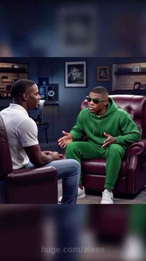 Two men discussing basketball strategy in armchairs, with a basketball brain graphic.