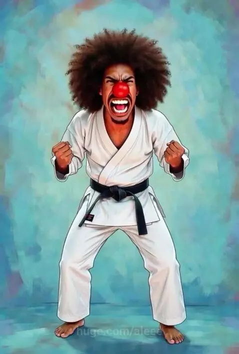 Two animated male characters with distinct hairstyles and outfits performing aggressive martial arts moves.