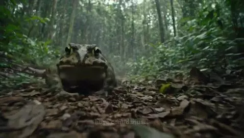 Frog walking through the forest by dariusai