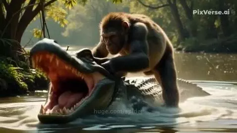 alligator and a monkey by spider