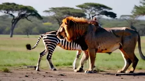 lion and zebra by pickoli15
