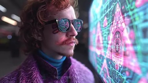 Man in astronaut suit in ancient Egyptian temple with UFO attacking city in background.