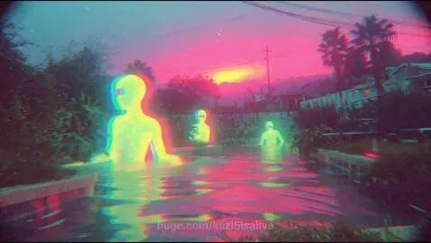 psychedelic entities at the pool by kazi5isalive