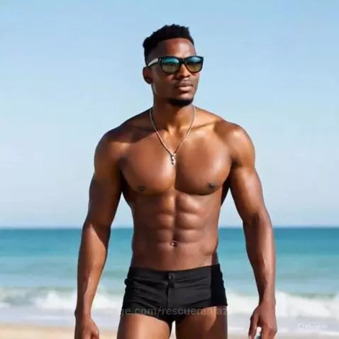 Black Model on the Beach - Sunshine is your Friend by rescueranjazz