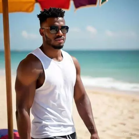 African Male Model on the Beach by rescueranjazz