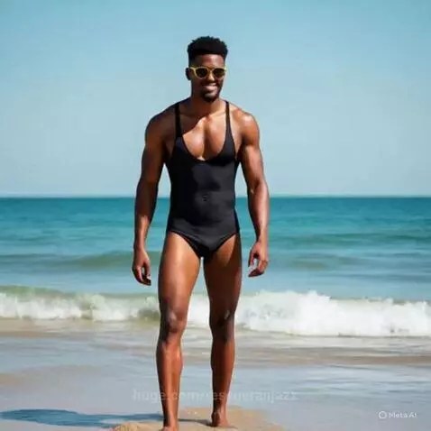 Sexy Black Male Model on the Beach by rescueranjazz