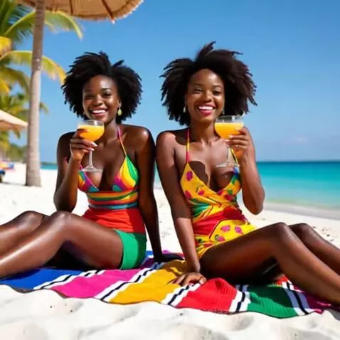 Black Models having a Dring on the Beach by rescueranjazz
