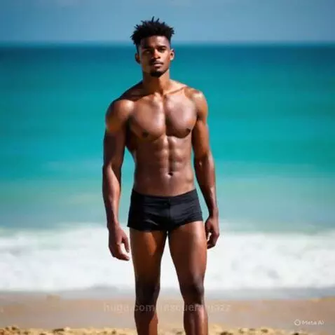 Confident Black Male Model Beach Photoshoot by rescueranjazz