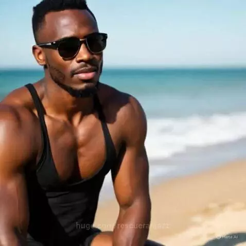 Confident Black Male Model on a Beach Photoshoot by rescueranjazz