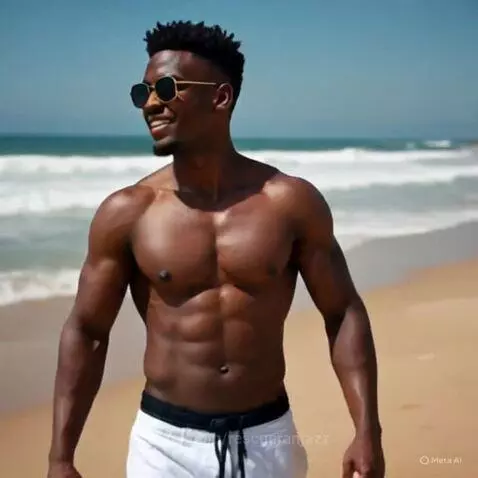 Confidently Smiling Black Model on a Beach Photoshoot by rescueranjazz