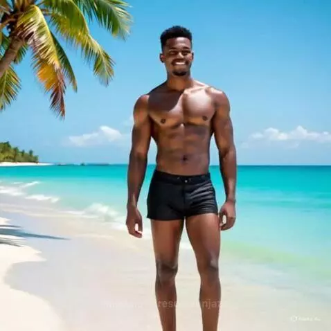 Black Male Super Model Walking Confidently at a Beach Photos... by rescueranjazz