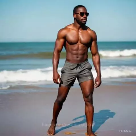 Sexy Black Male Model on a Beach Photoshoot by rescueranjazz