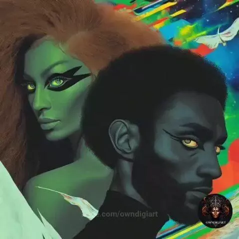 Cosmic Psychedelic Afrofuturism by owndigiart