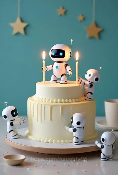 Robot Birthday Cake Design AI Video from NaughtyAiArts (naughty96)