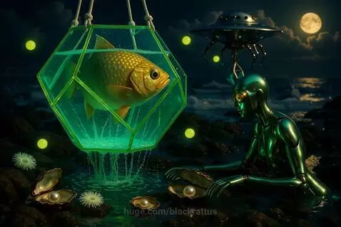 UFO Extraction of Earth Creatures by blackrattus
