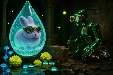 Alien Robot and Bunny Friend by blackrattus
